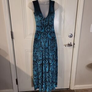 blackmilk take the bait teal velvet maxi dress sharks ocean octopus coral squid